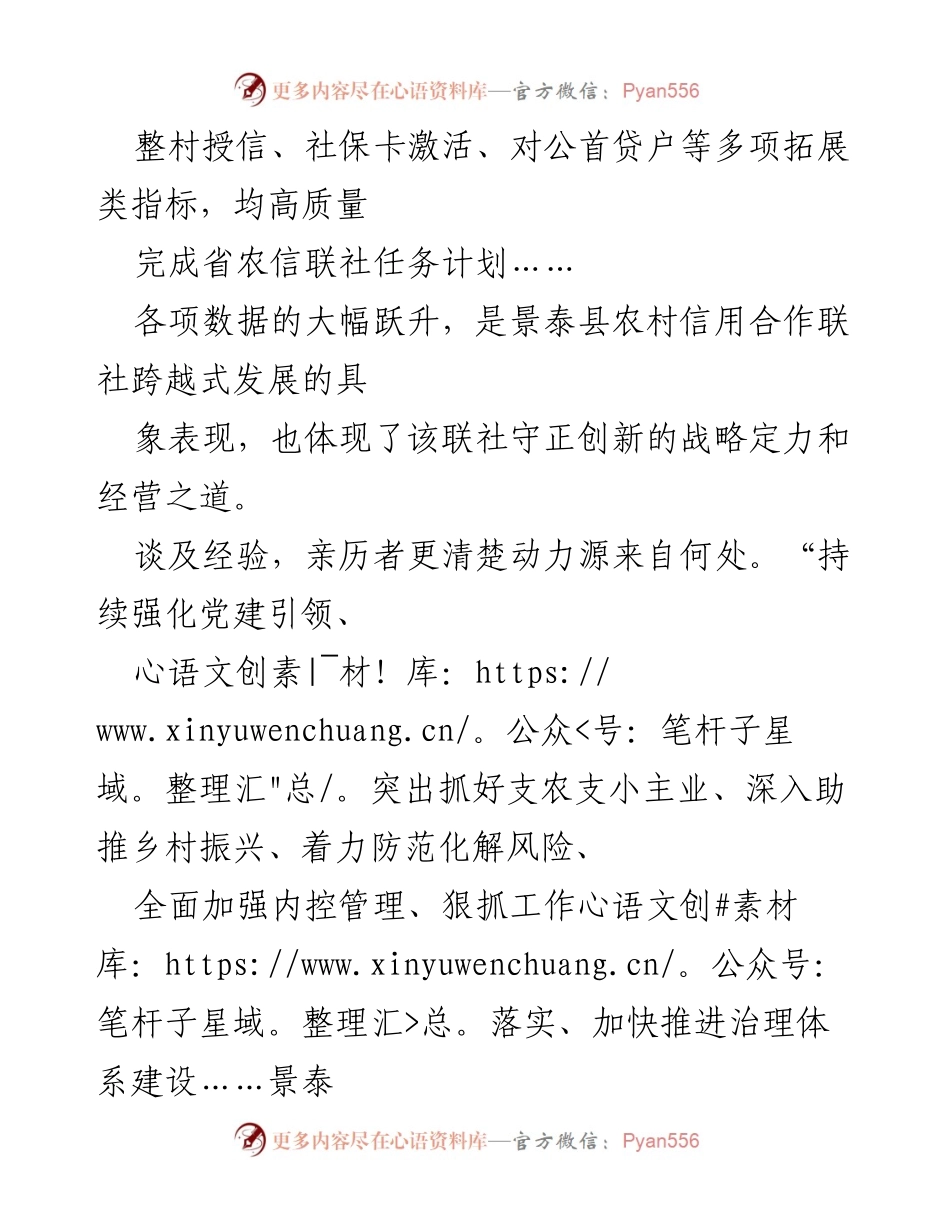 [工作总结] 农信社发展会议 - 景泰县农信社跃升式发展的成功经验与管理创新.docx_第2页