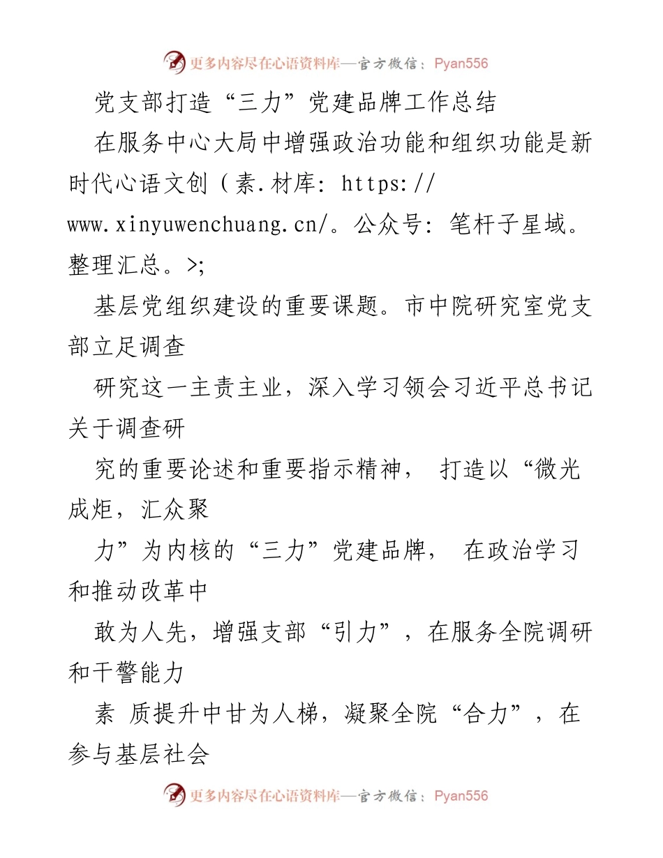 [工作总结] 党支部 - 打造“三力”党建品牌的实践与成效_1.docx_第1页