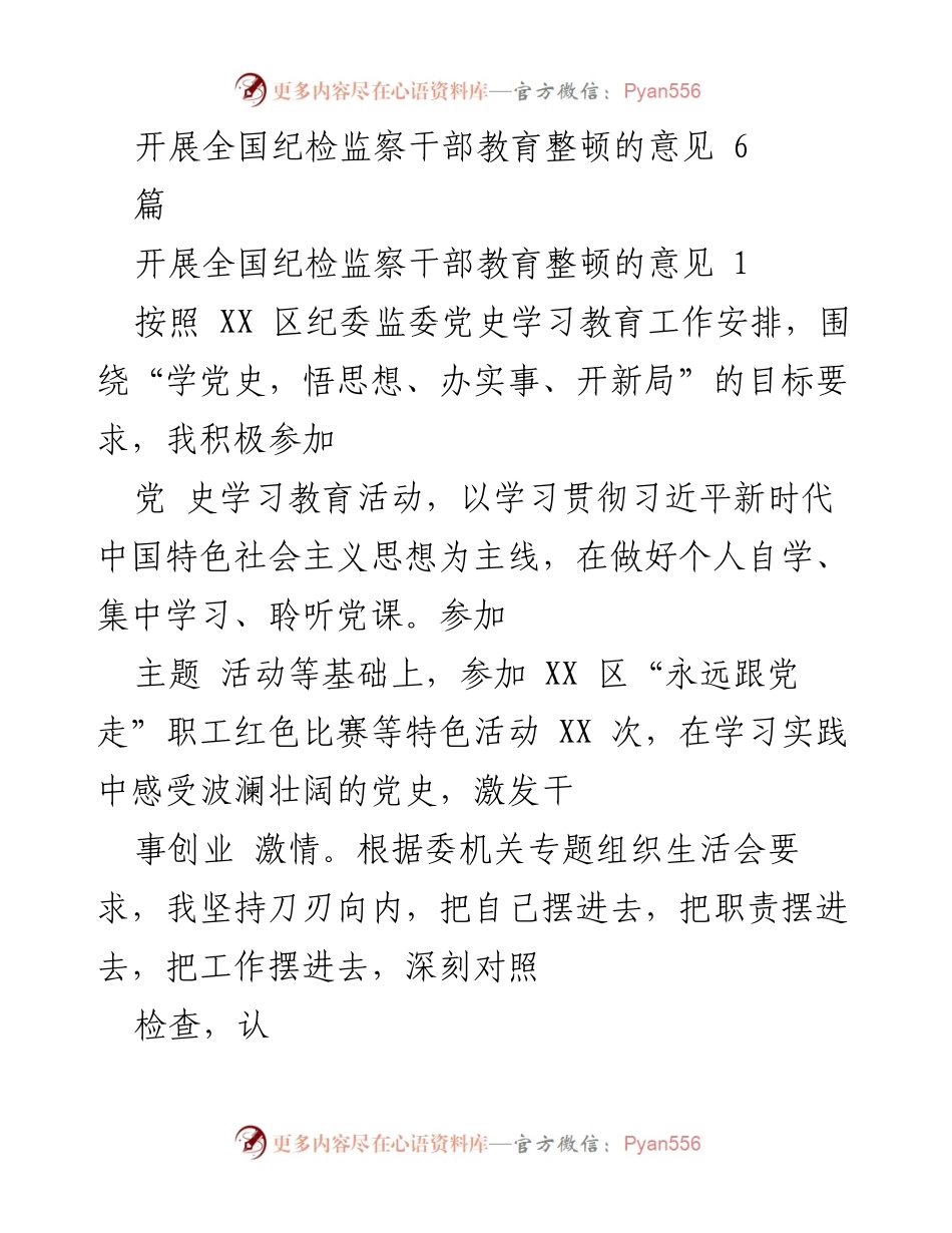 [工作总结] 全国纪检监察干部教育整顿 - 深刻检视与整改：纪检监察干部教育整顿工作总结.docx_第1页