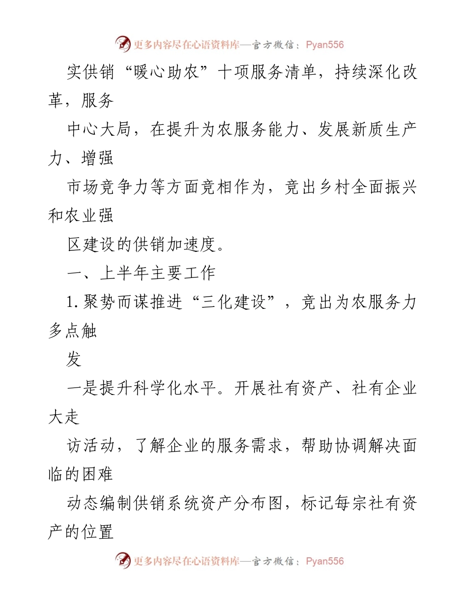 [工作总结] 区供销合作总社 - 2024年度上半年工作总结与下半年计划_1.docx_第2页
