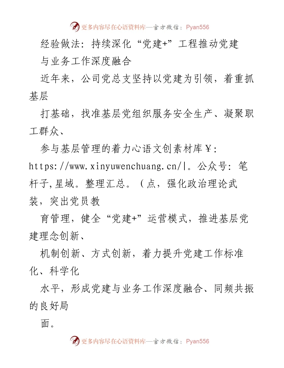 [工作总结] 党建工作推进 - 深化“党建+”工程，推动党建与业务深度融合.docx_第1页