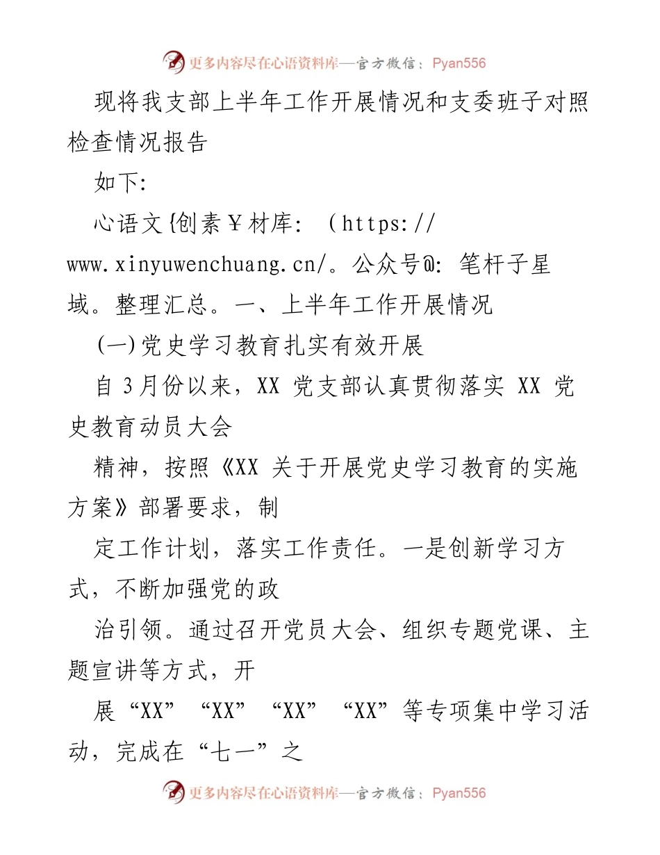 [工作总结] 党支部 - 2021年上半年党支部工作开展情况总结及对照检查.docx_第2页