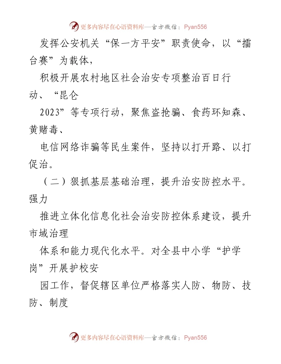 [工作总结] 公安工作 - 2023年全县公安机关工作总结与成效分析.docx_第2页