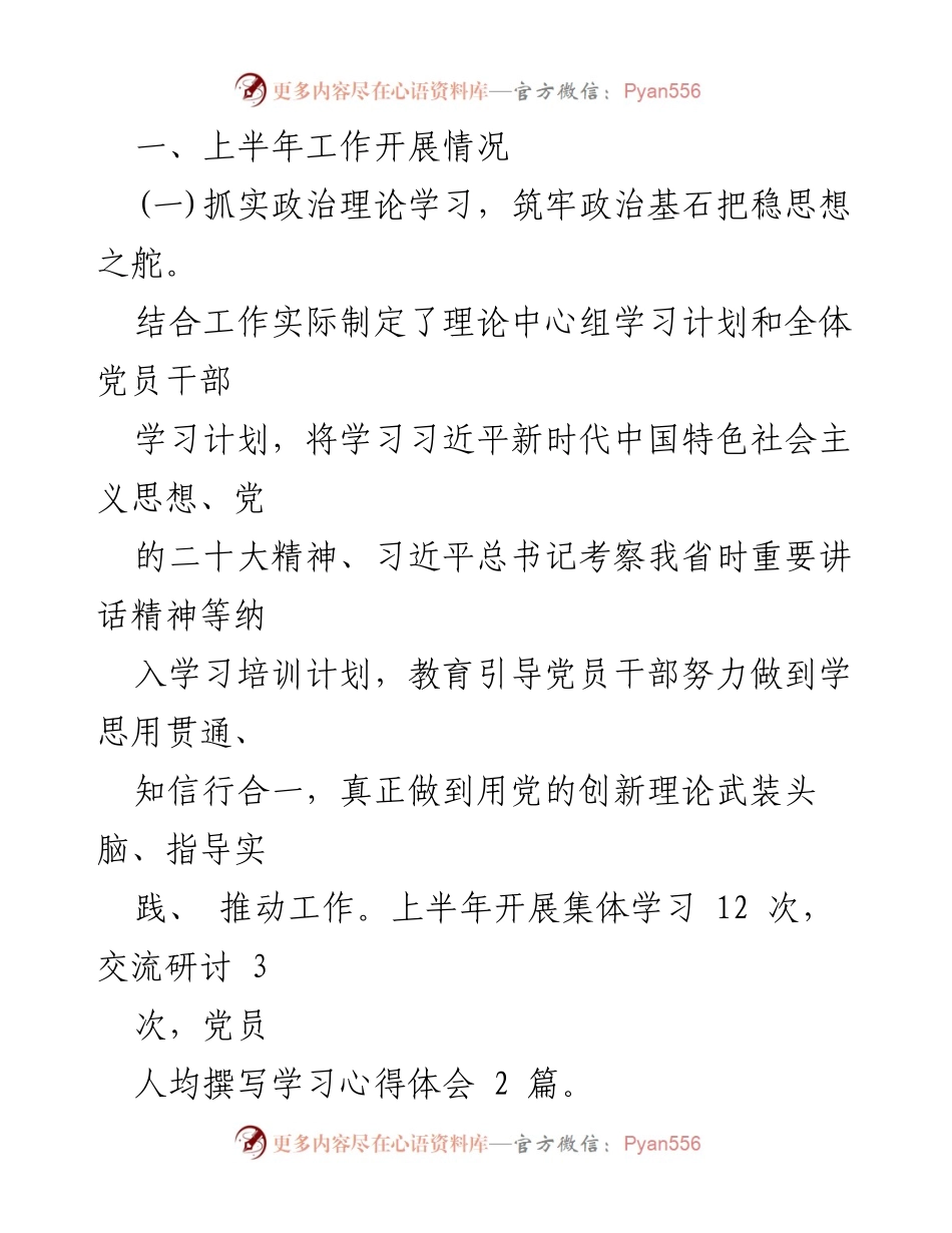 [工作总结] 党支部 - 2024年上半年工作总结与下半年工作计划.docx_第2页