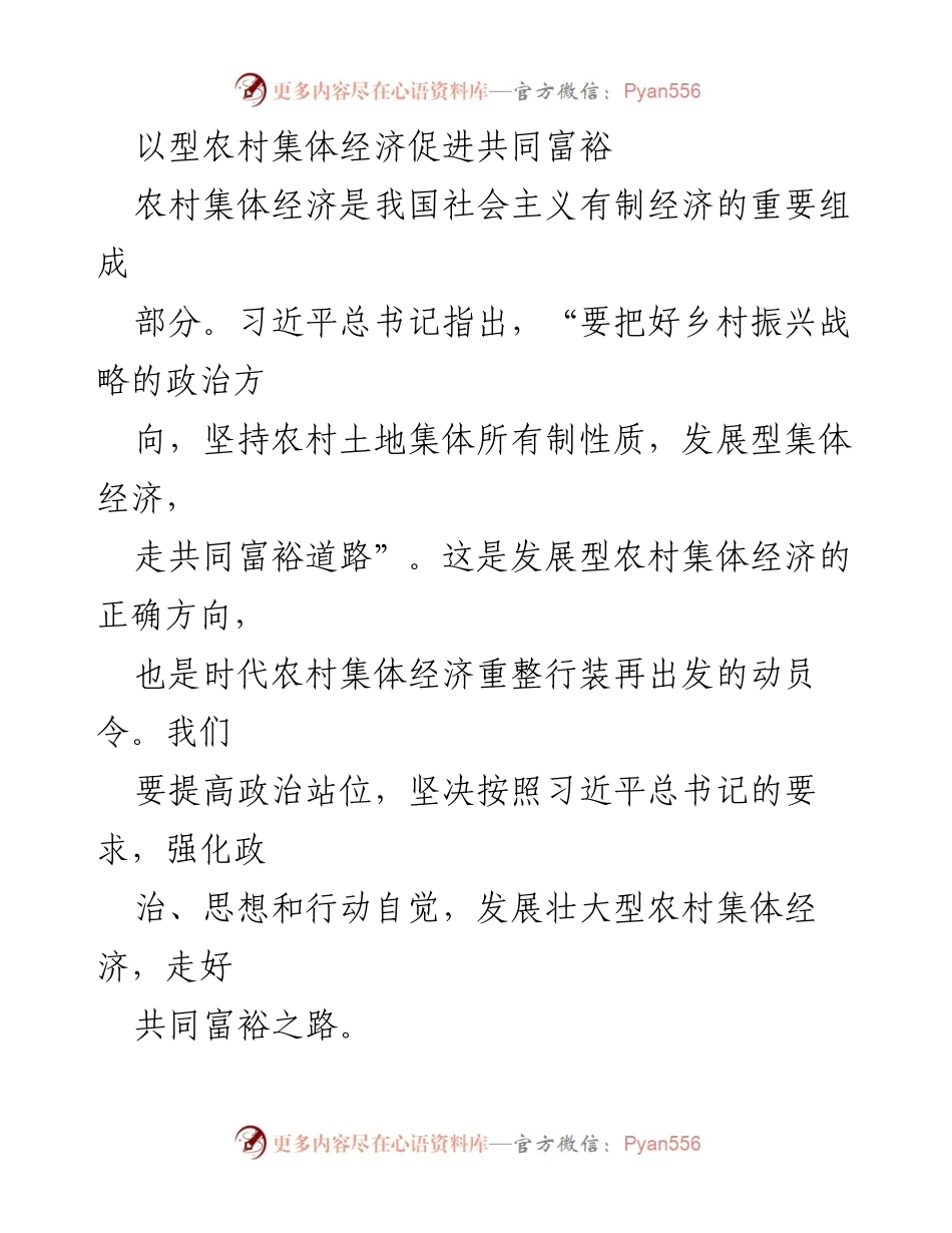 [工作总结] 农村经济发展会议 - 以型农村集体经济促进共同富裕的路径与策略.docx_第1页