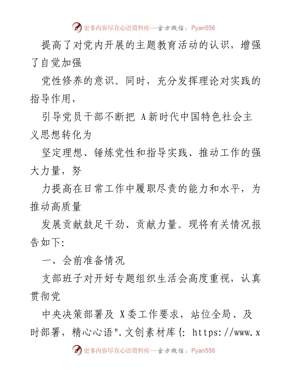 [工作总结] 党支部 - 2023年专题组织生活会情况报告.docx_第2页