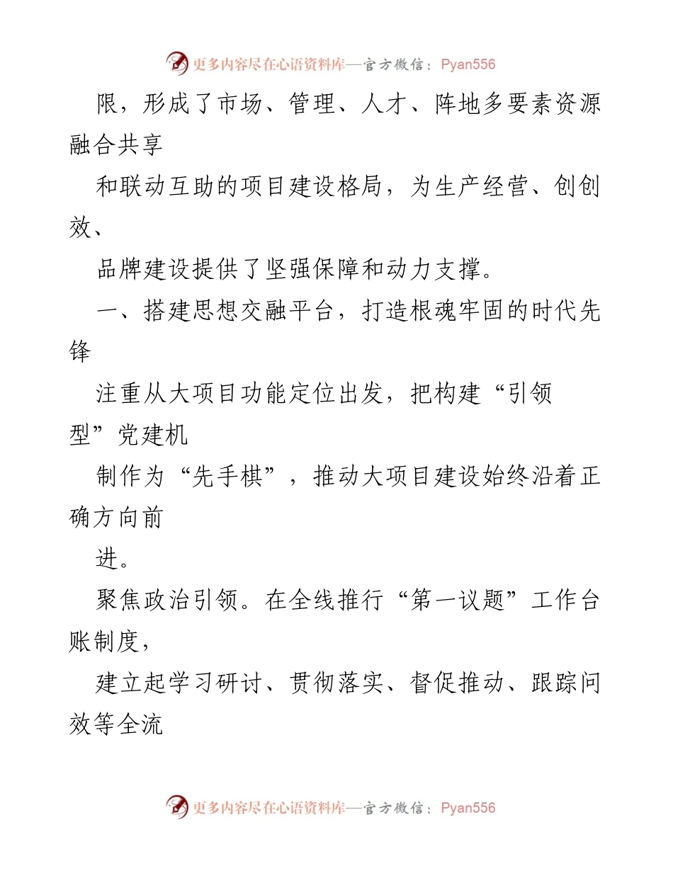 [工作总结] 党建经验交流 - “四融”大项目党建模式的探索与实践.docx_第2页