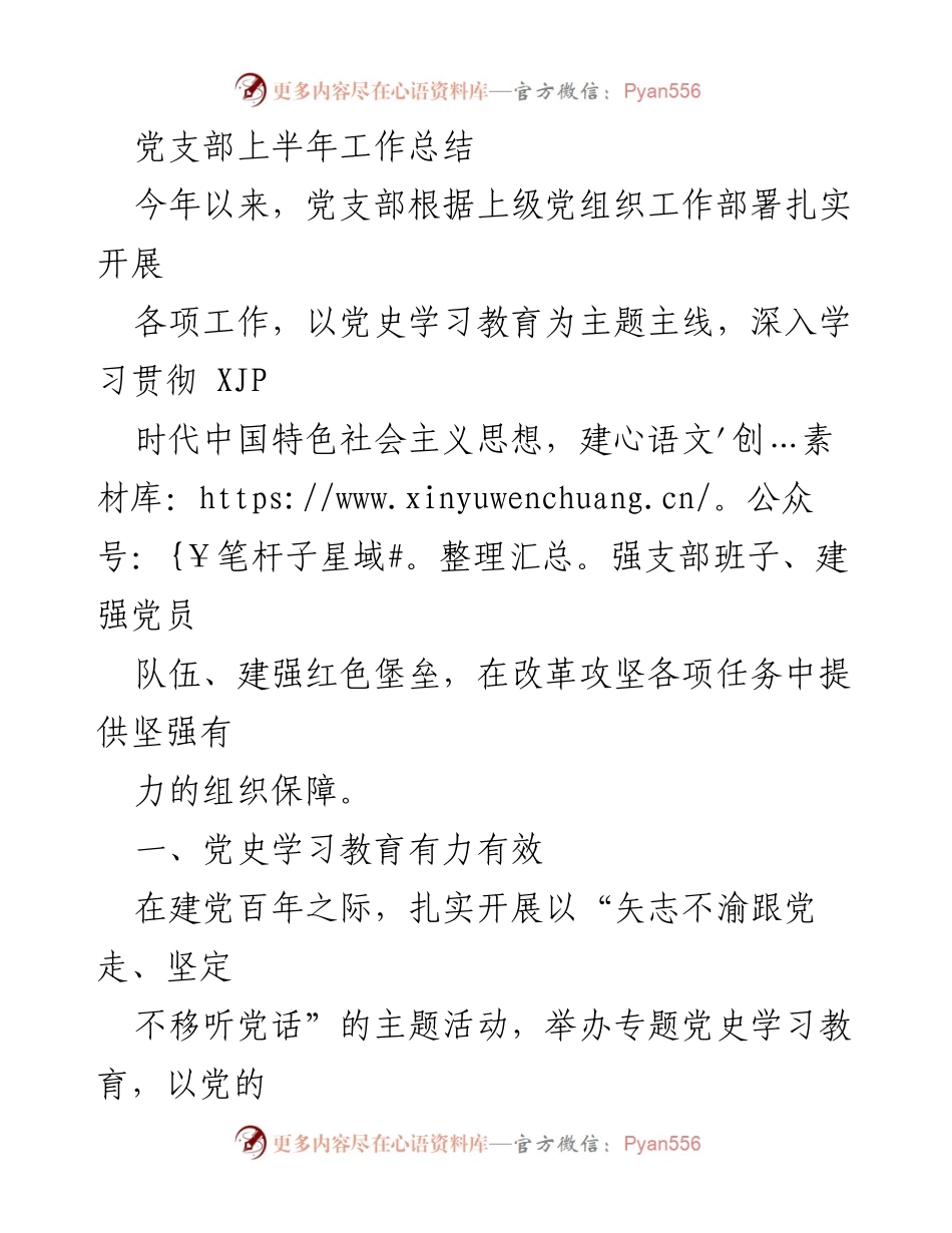 [工作总结] 党支部 - 2023年上半年党支部工作总结与成效分析_1.docx_第1页