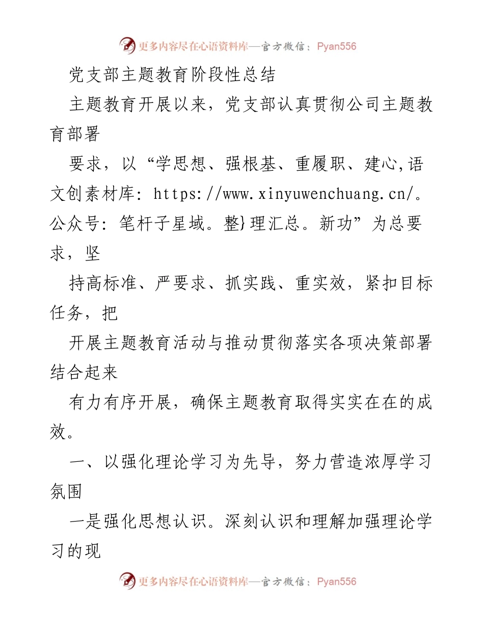 [工作总结] 党支部主题教育 - 党支部主题教育阶段性总结与实践成效.docx_第1页