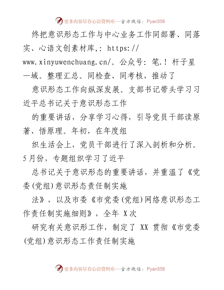 [工作总结] 党支部意识形态工作 - XX党支部意识形态工作落实情况总结报告.docx_第2页