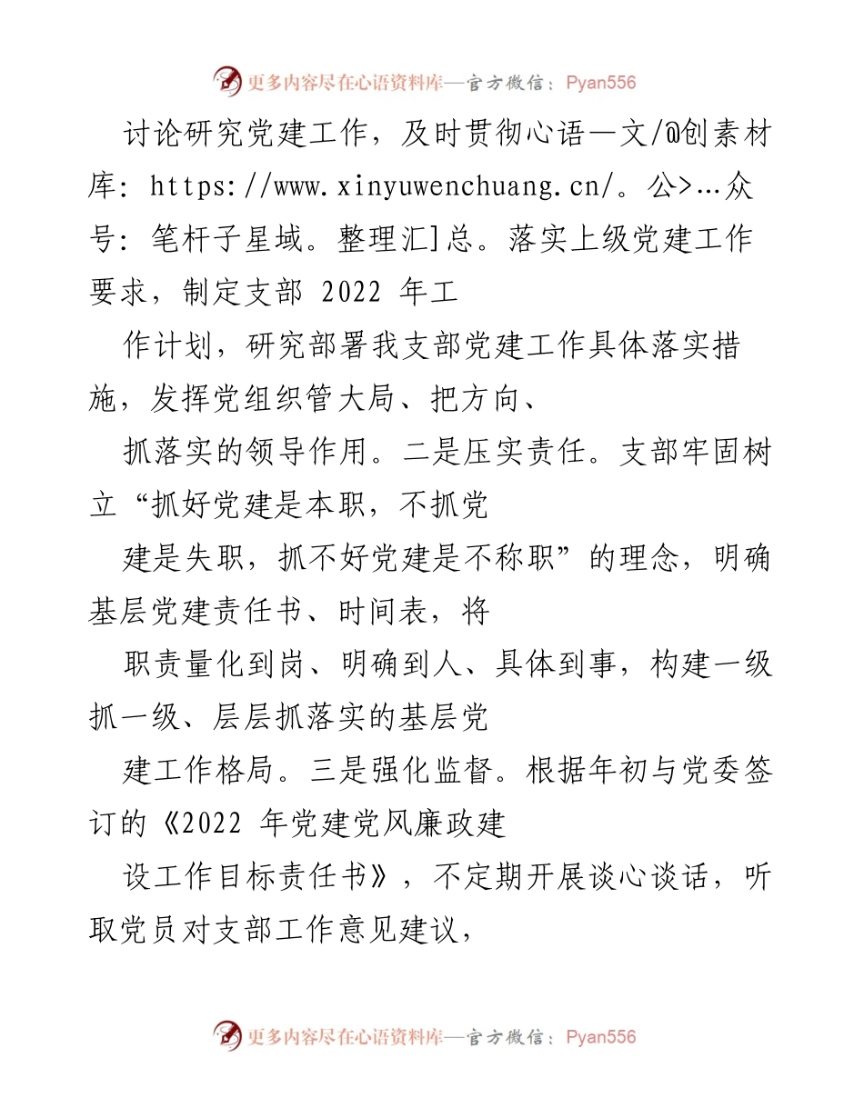 [工作总结] 党支部年度工作 - 2022年度党建党风廉政建设工作总结.docx_第2页