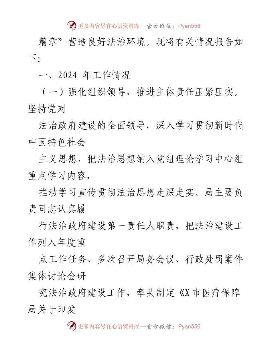 [工作总结] 医疗保障局 - 2024年法治政府建设工作情况报告.docx_第2页