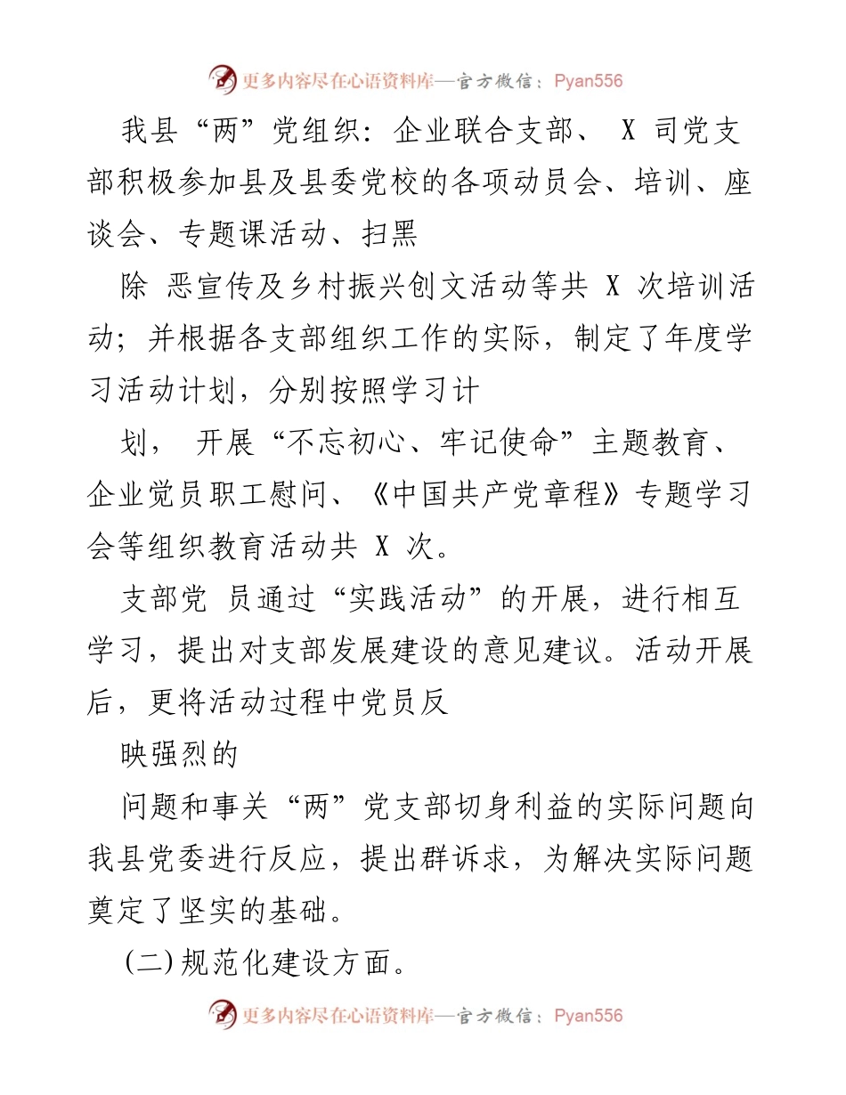 [工作总结] 党建工作汇报 - 2023年度“两”组织党建工作情况总结.docx_第2页