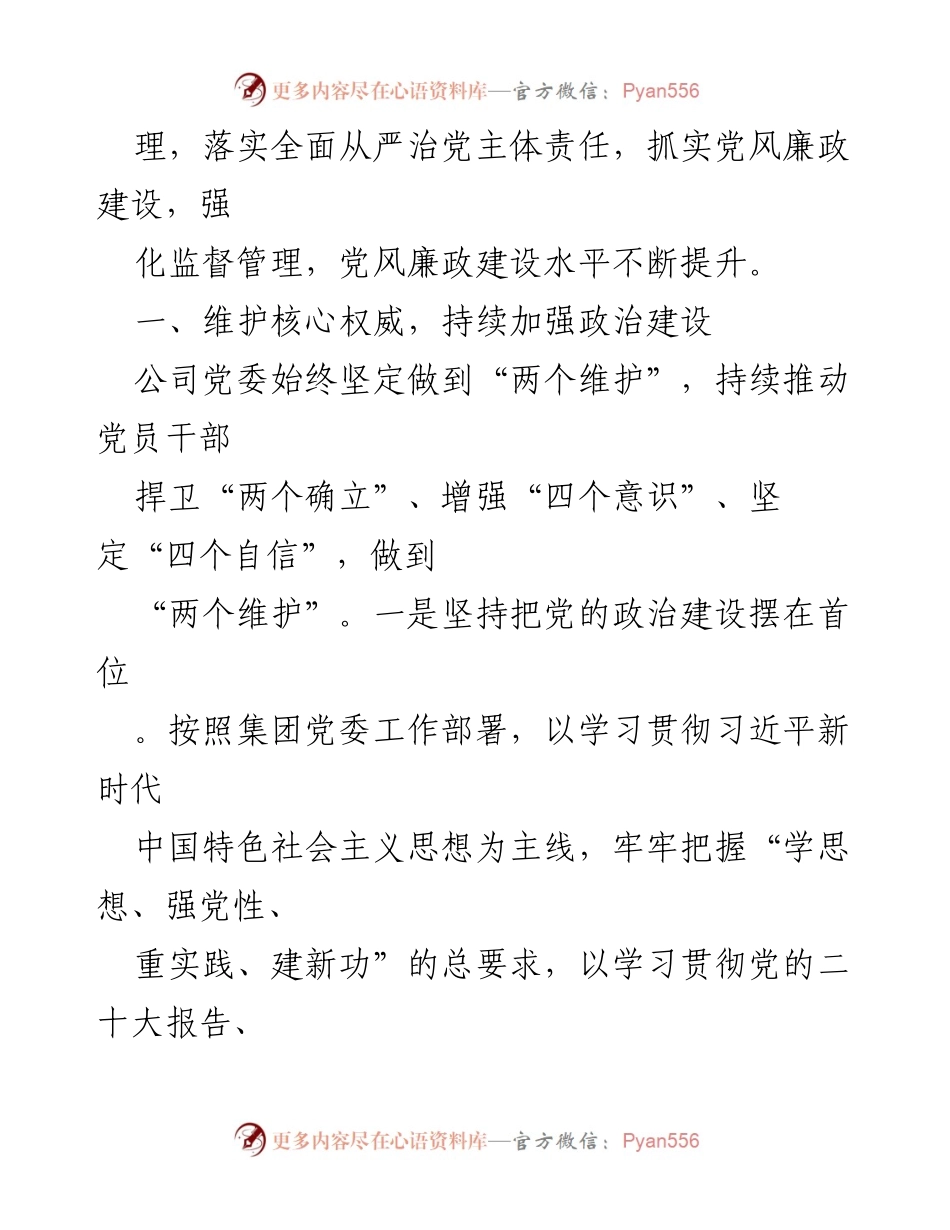 [工作总结] 公司年度工作总结 - 2023年落实主体责任工作总结.docx_第2页