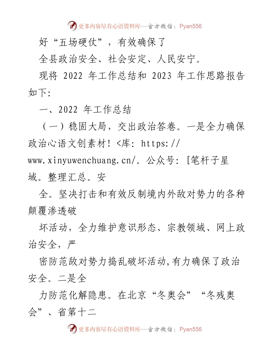 [工作总结] 公安工作 - XXX县公安局2022年工作总结与2023年工作思路.docx_第2页