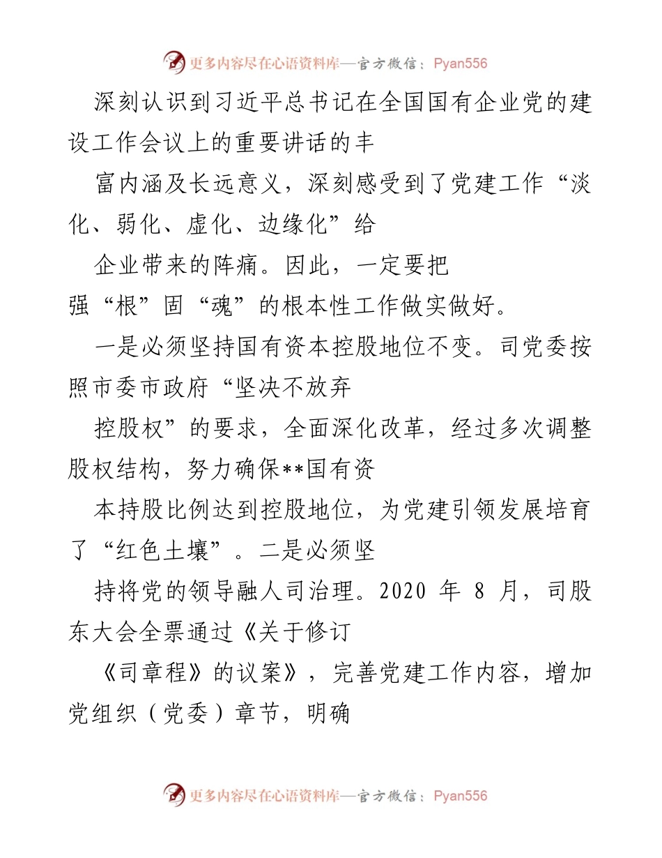 [工作总结] 党建工作汇报 - 司党建工作建设情况汇报(1).docx_第2页
