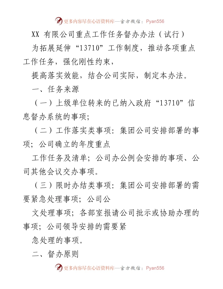 [工作总结] 公司管理 - XX有限公司重点工作任务督办办法（试行）.docx_第1页