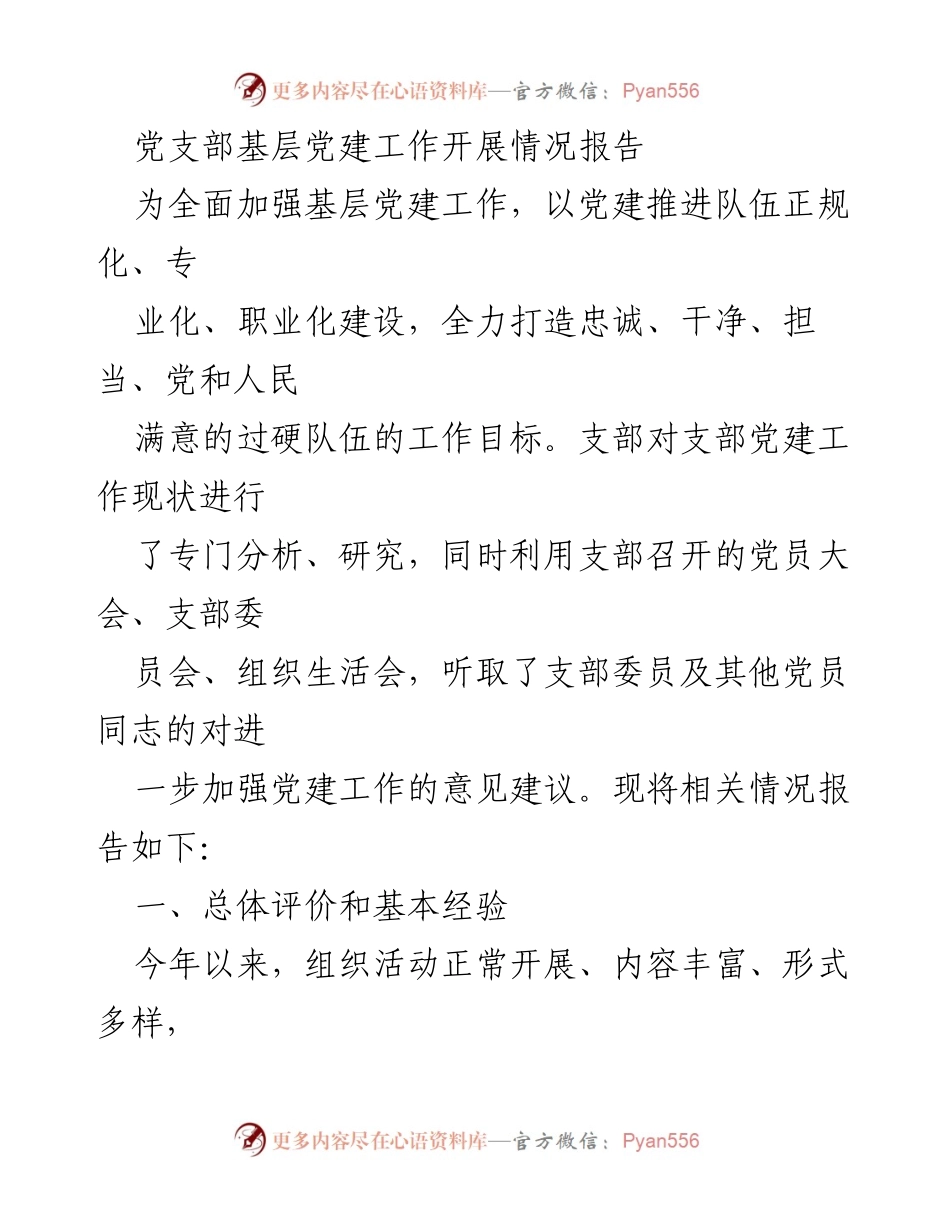 [工作总结] 党支部 - 基层党建工作开展情况总结报告.docx_第1页