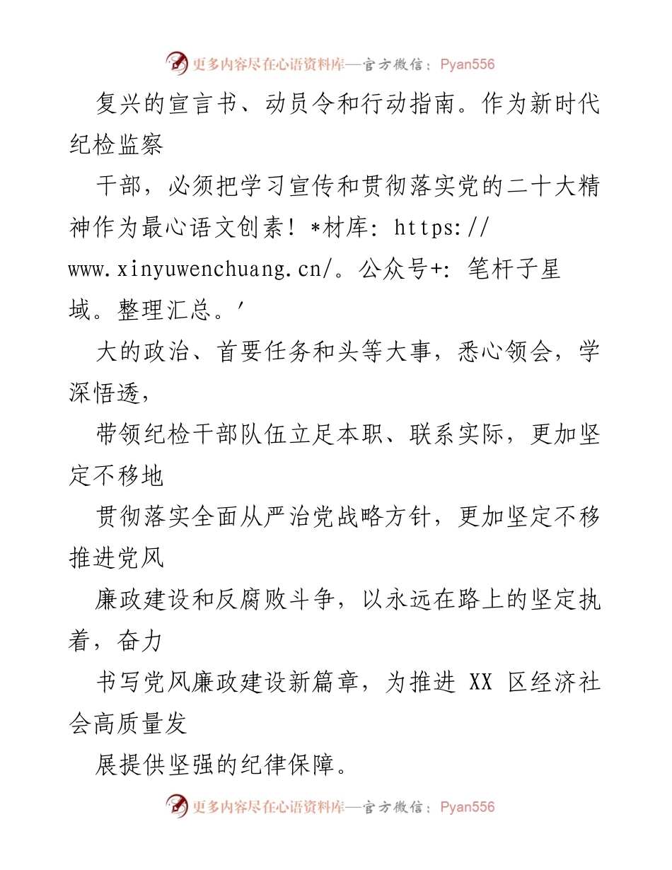 [工作总结] 党的二十大精神学习贯彻 - 深入学习贯彻党的二十大精神，推动纪检监察工作新发展.docx_第2页