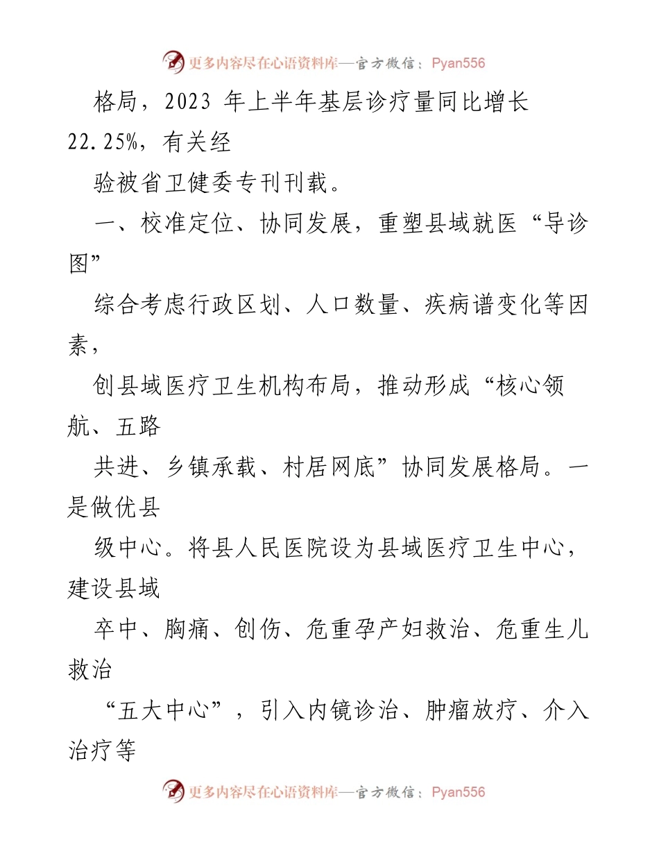 [工作总结] 医疗卫生服务改革 - 强化基层医疗，构建县域优质服务新格局.docx_第2页