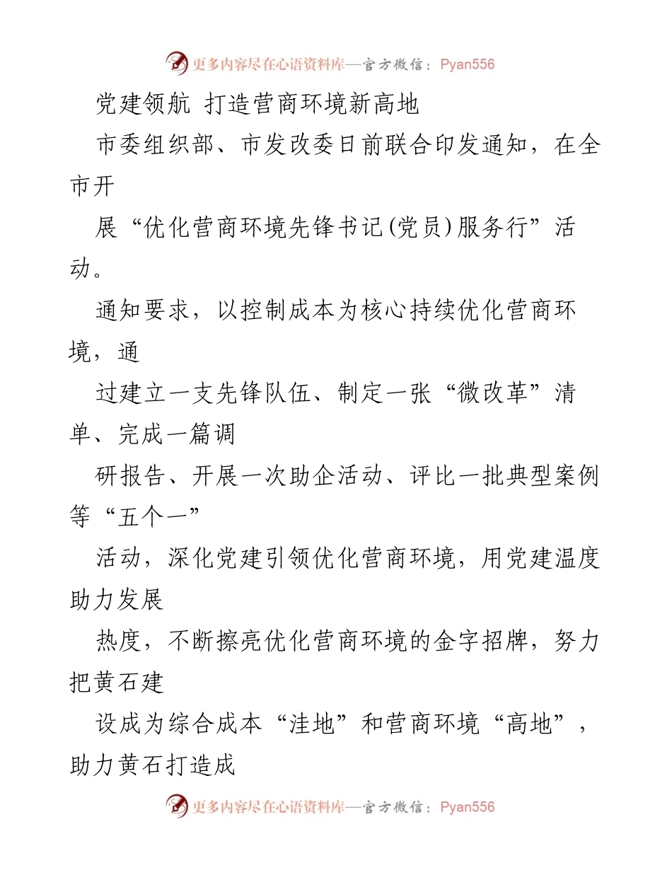 [工作总结] 党建活动 - 优化营商环境先锋书记服务行活动总结.docx_第1页