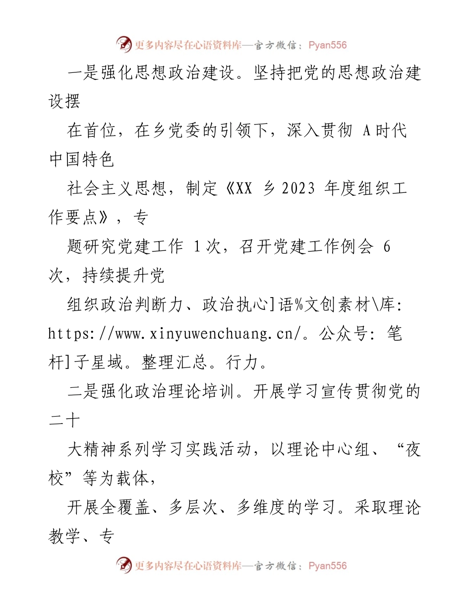 [工作总结] 党支部 - 2023年XX乡党支部工作总结报告.docx_第2页