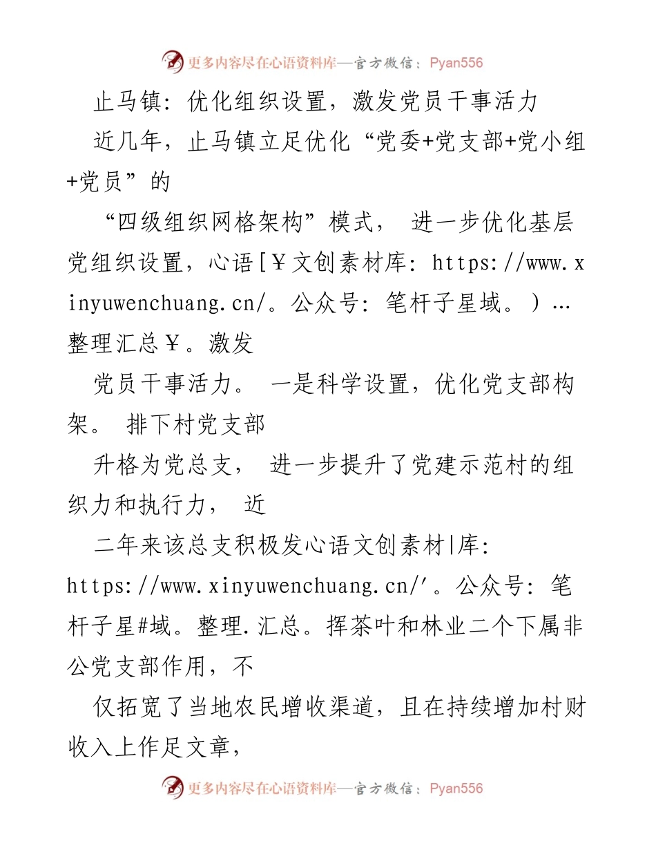 [工作总结] 党建活动 - 优化组织设置，激发党员干事活力.docx_第1页