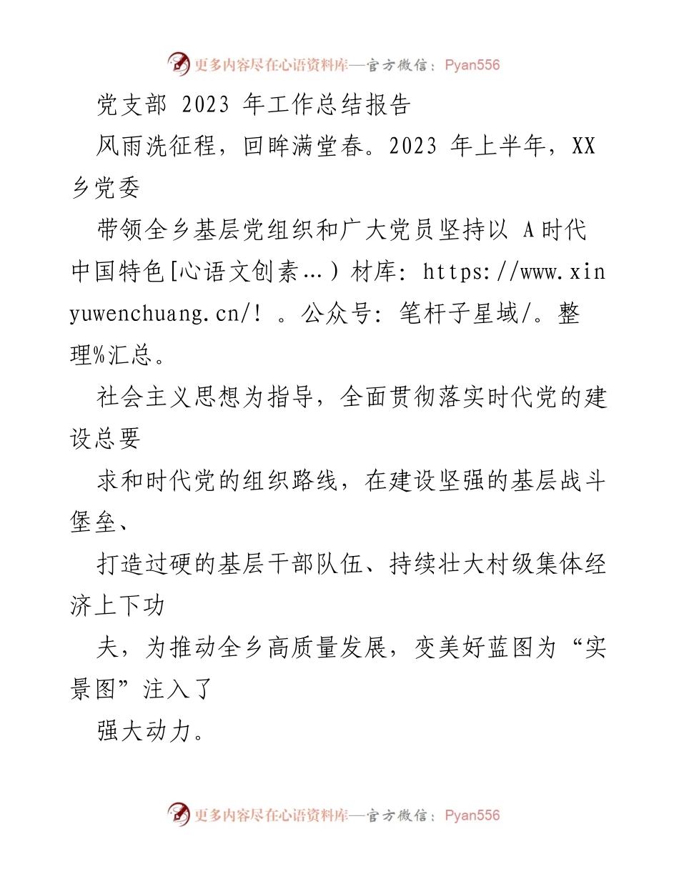 [工作总结] 党支部 - 2023年党建工作总结与发展策略.docx_第1页