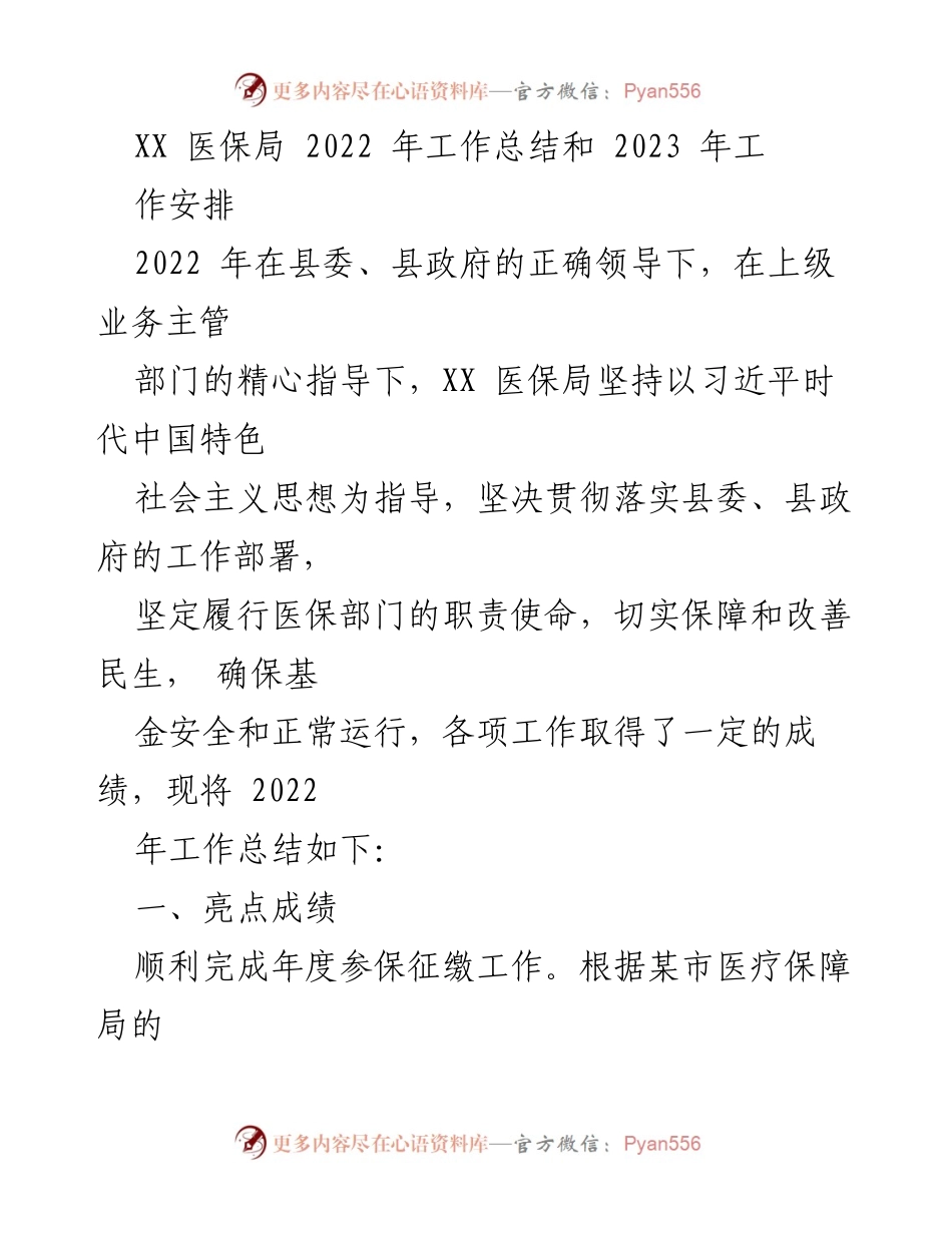 [工作总结] 医保局 - 2022年工作总结与2023年工作安排.docx_第1页