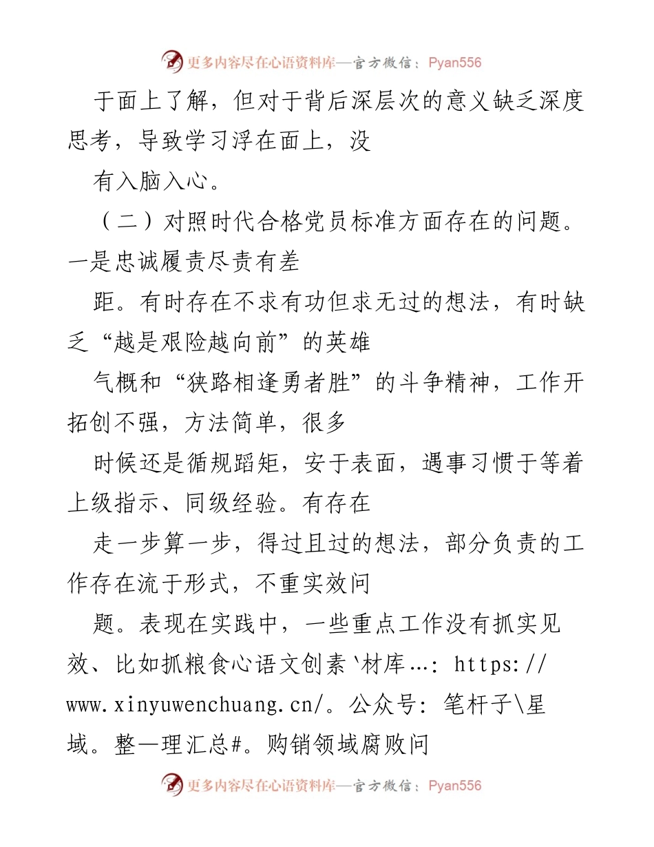 [工作总结] 党组织生活会 - 个人问题检视与改进措施.docx_第2页