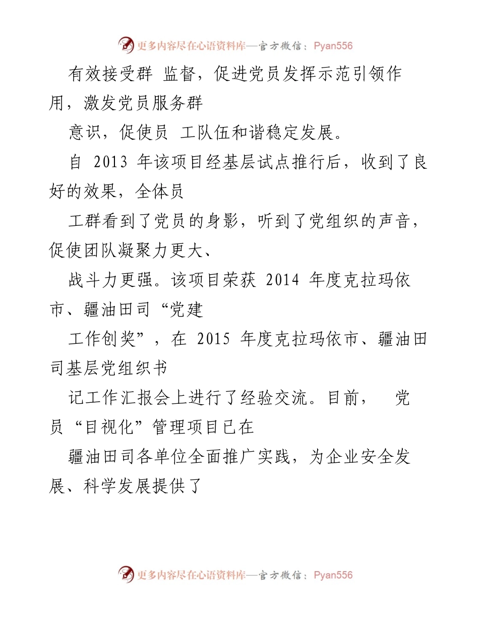 [工作总结] 党建工作经验交流 - 创新党员“目视化”管理，提升基层党组织作用.docx_第2页