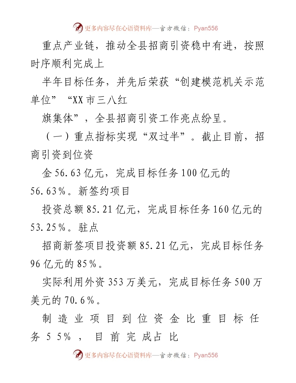 [工作总结] 全县发展和改革局 - 2023年上半年招商引资工作总结与下半年计划_3.docx_第2页
