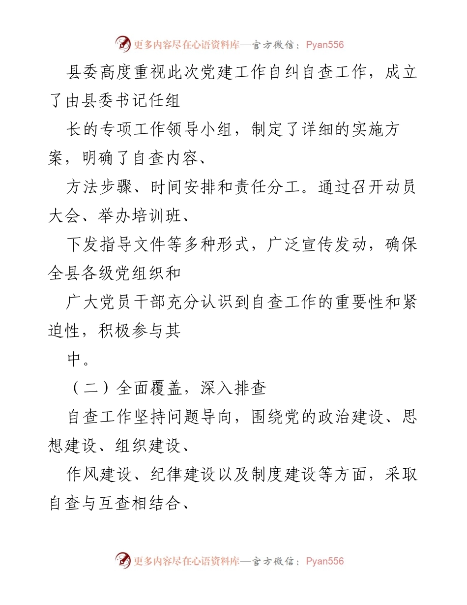 [工作总结] 党建工作自查 - XX县党建工作自纠自查情况报告.docx_第2页