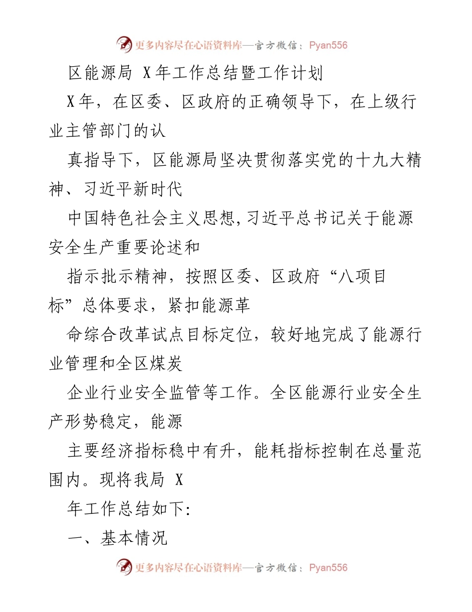 [工作总结] 区能源局 - X年工作总结与安全生产成就报告.docx_第1页