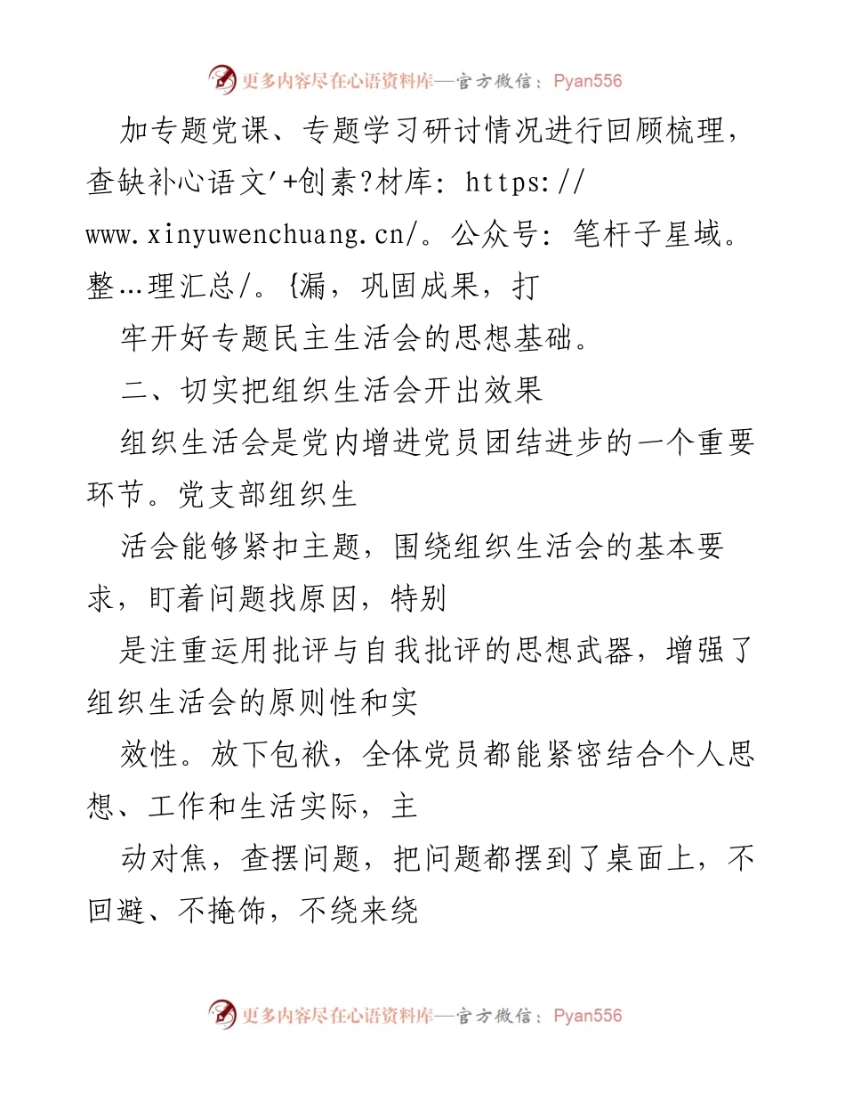 [工作总结] 党支部组织生活会 - 党支部组织生活会召开情况总结.docx_第2页