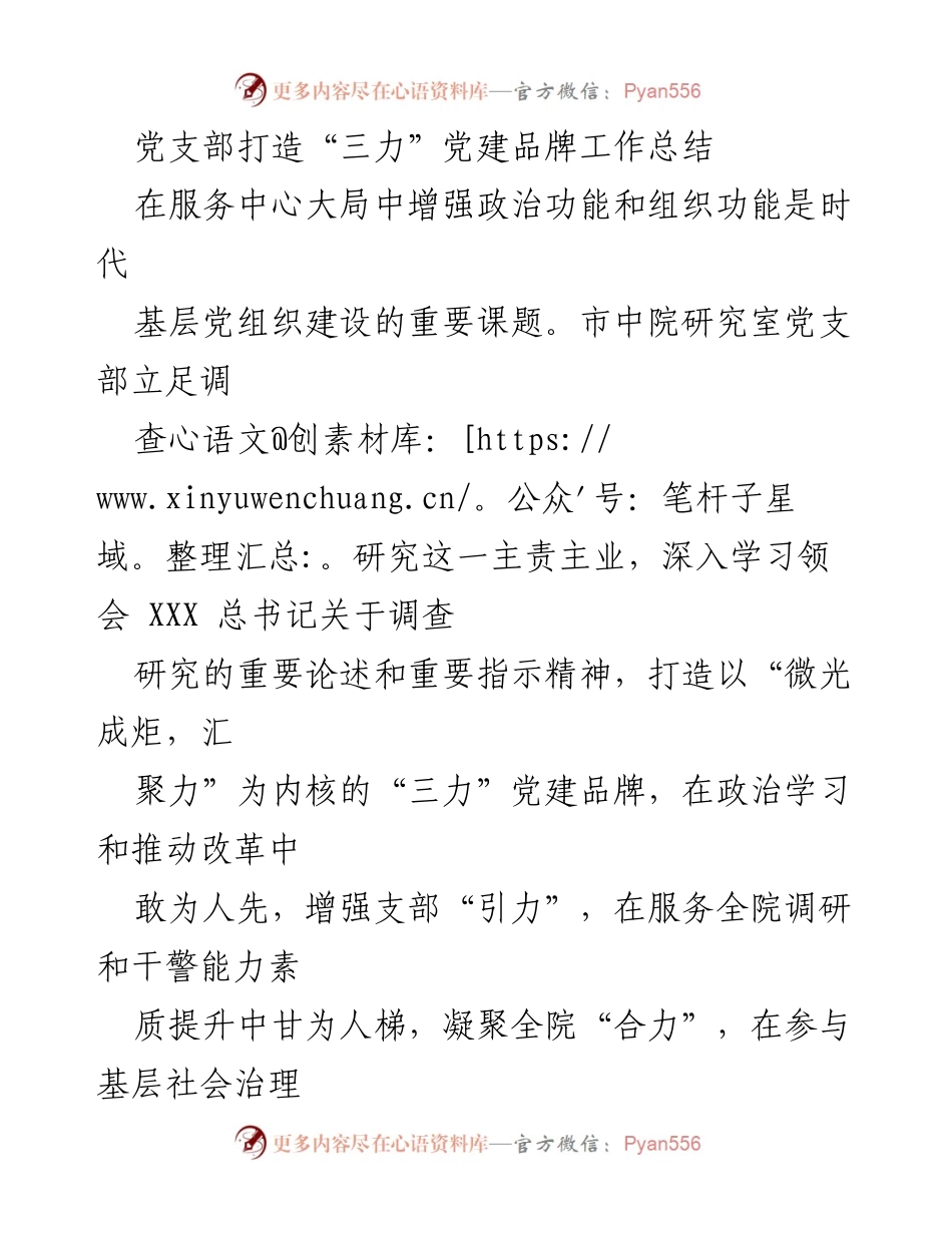 [工作总结] 党支部 - 打造“三力”党建品牌的实践与成效.docx_第1页