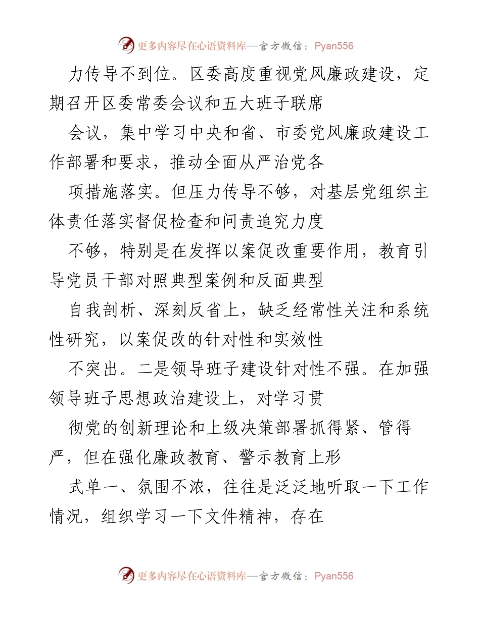 [工作总结] 区委民主生活会 - 区委班子对照检查材料总结与问题分析.docx_第2页