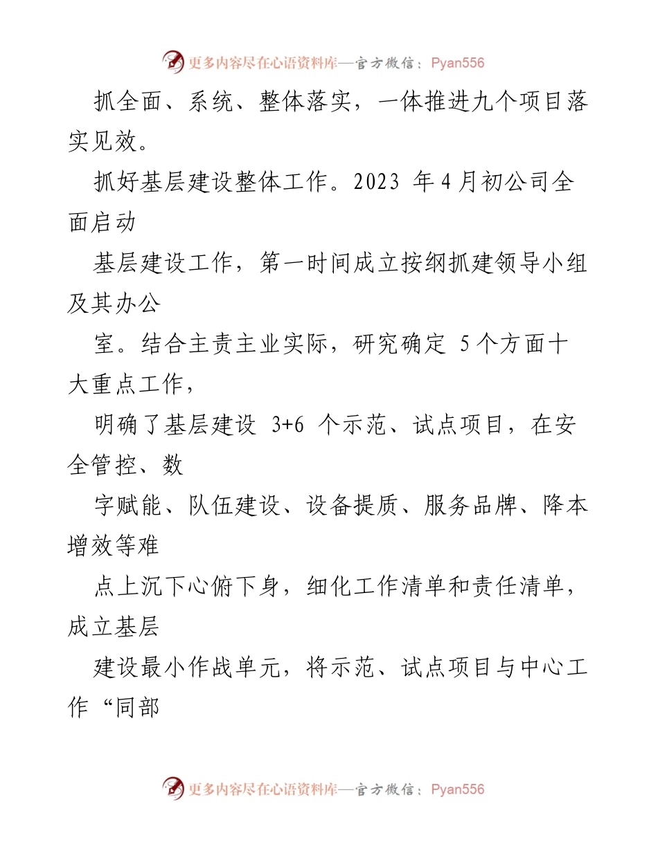 [工作总结] 公司基层党组织建设推进会议 - 构建问题系统解决机制，推进高质量基层党建建设.docx_第2页