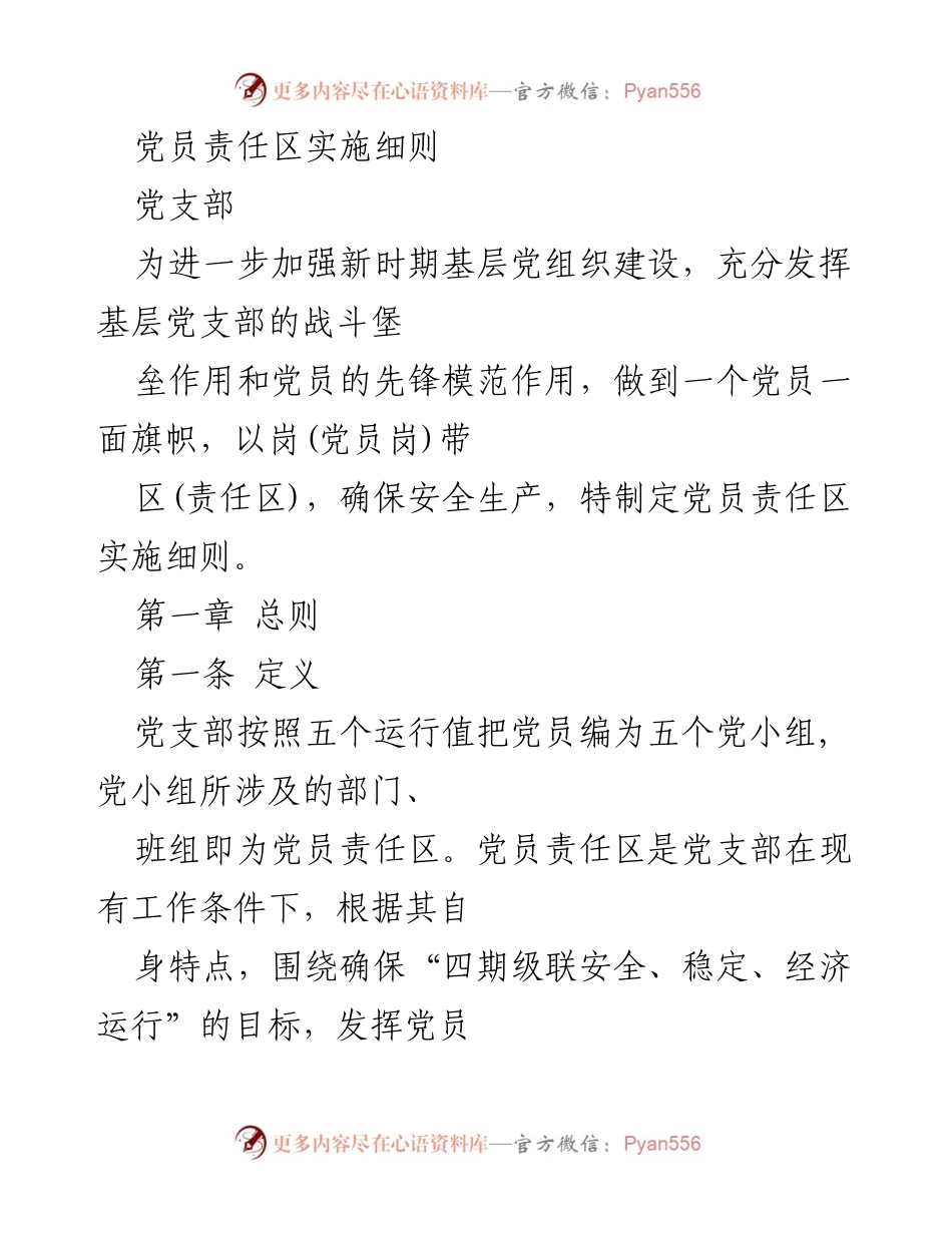 [工作总结] 党支部 - 党员责任区实施细则及考核机制.docx_第1页