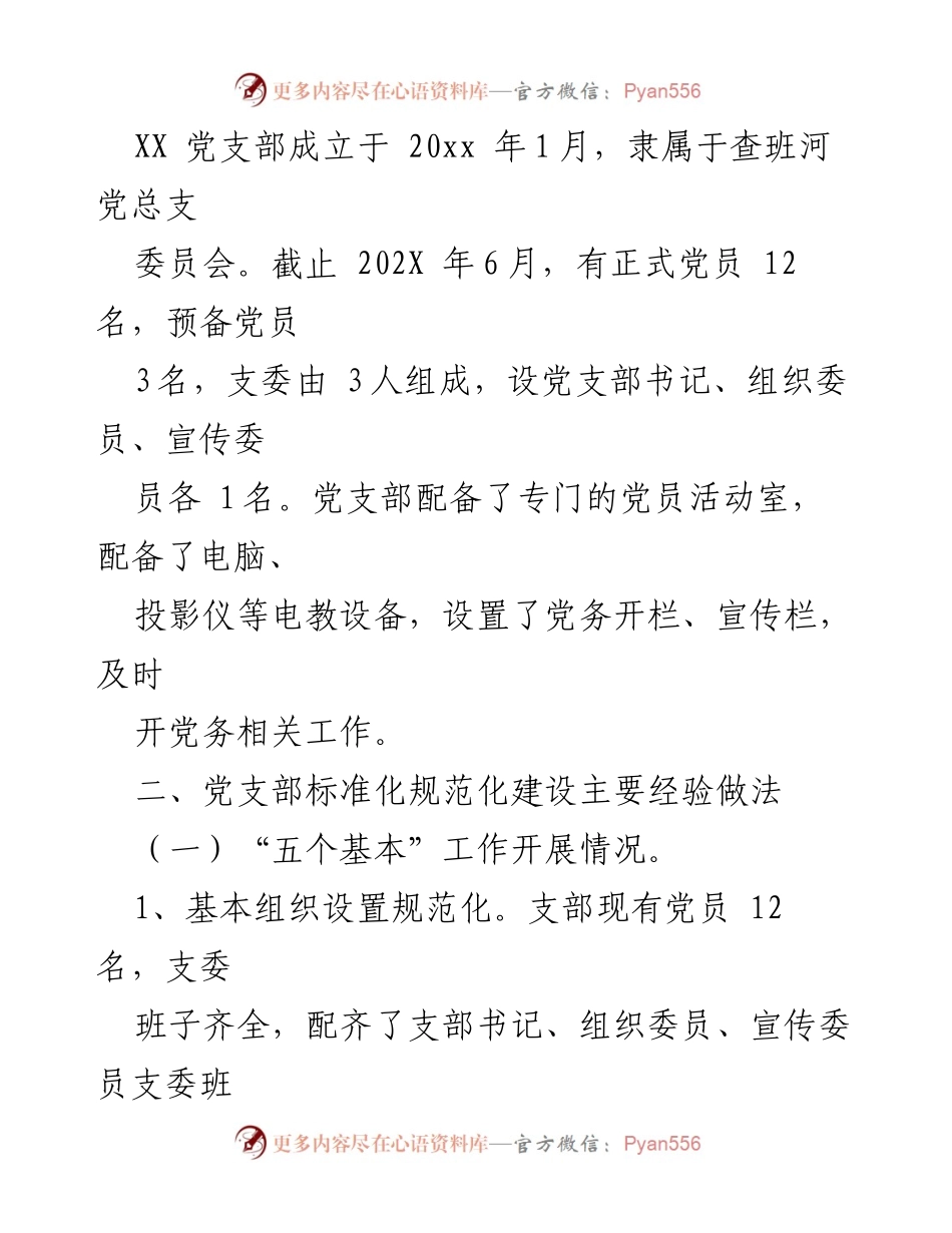 [工作总结] 党支部建设 - XX党支部标准化规范化建设工作情况报告.docx_第2页