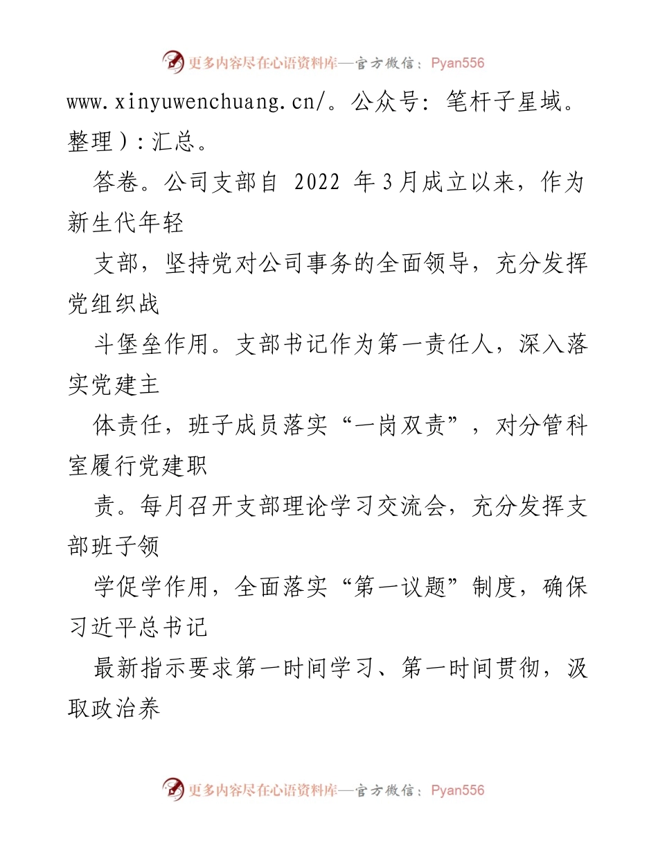 [工作总结] 公司党支部 - 党建引领高质量发展的实践与成效总结报告.docx_第2页