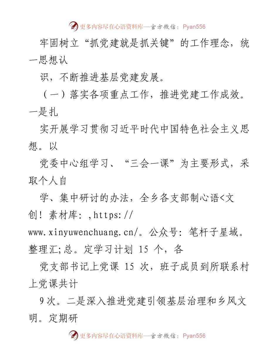 [工作总结] 党建工作汇报 - 2023年XX乡党建工作情况汇报.docx_第2页