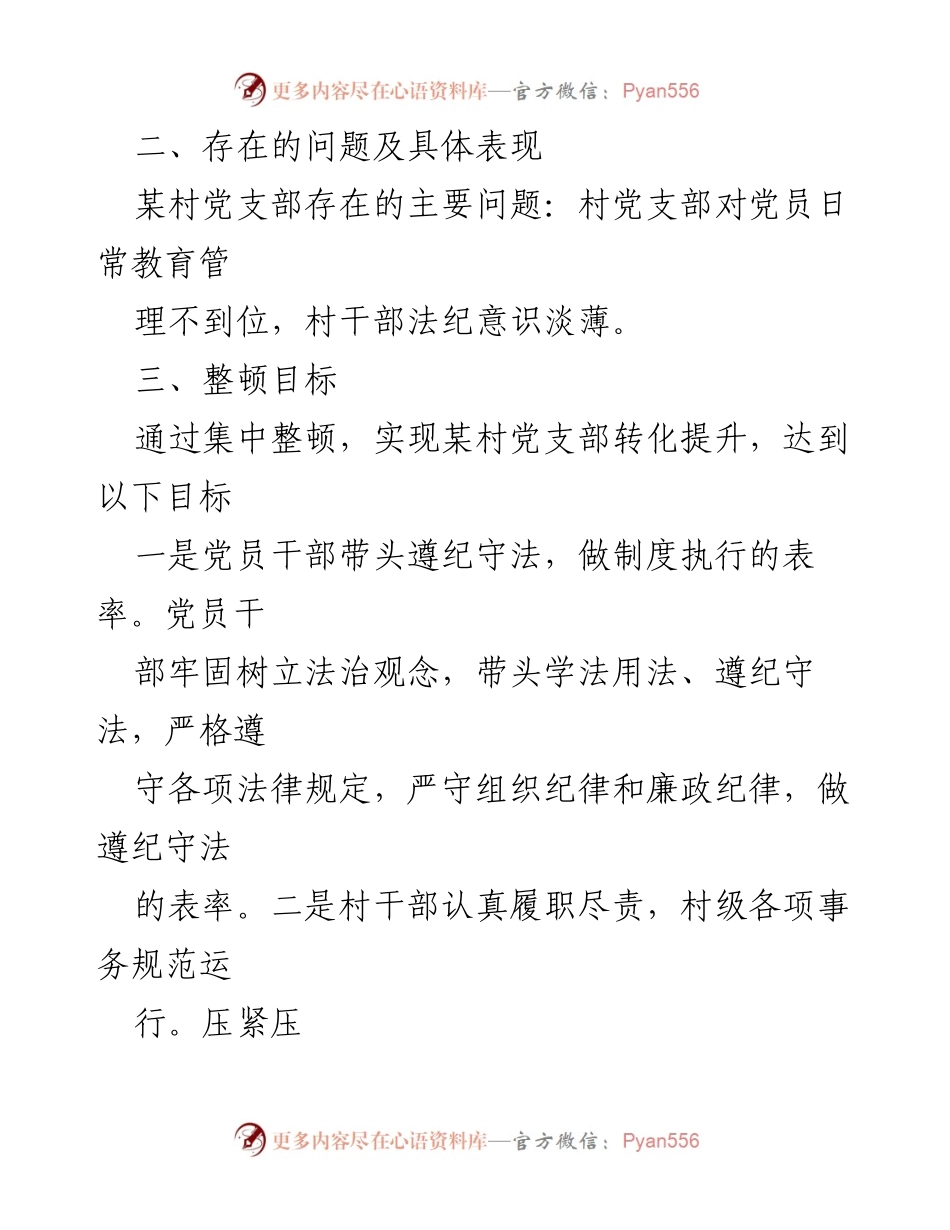 [工作总结] 党支部整顿 - 某村党支部软弱涣散整顿提升方案总结_1.docx_第2页