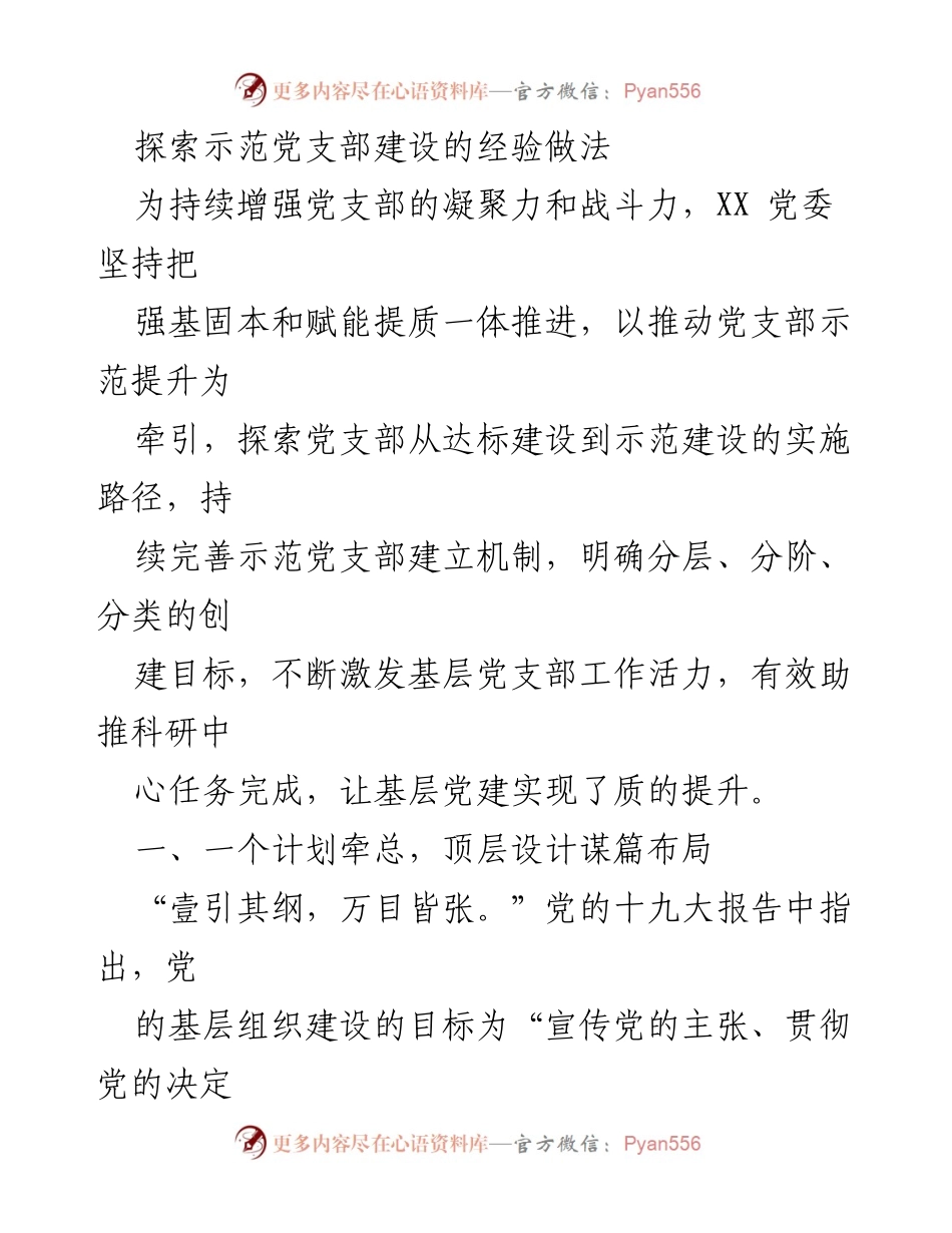 [工作总结] 党支部建设 - 探索党支部示范提升的实施路径与经验.docx_第1页