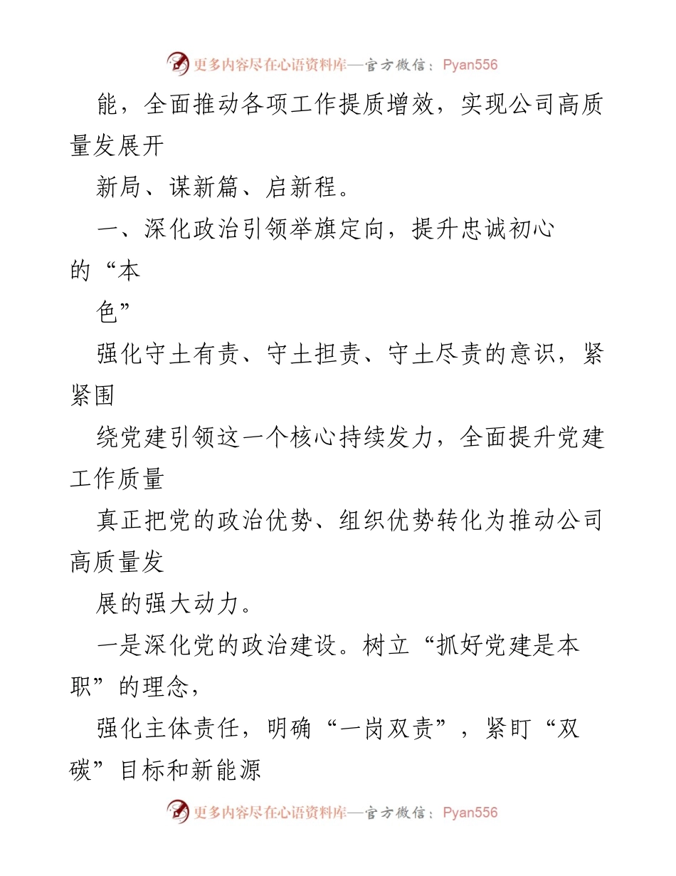 [工作总结] 公司党建工作汇报 - 深化党建引领，推动高质量发展新征程.docx_第2页