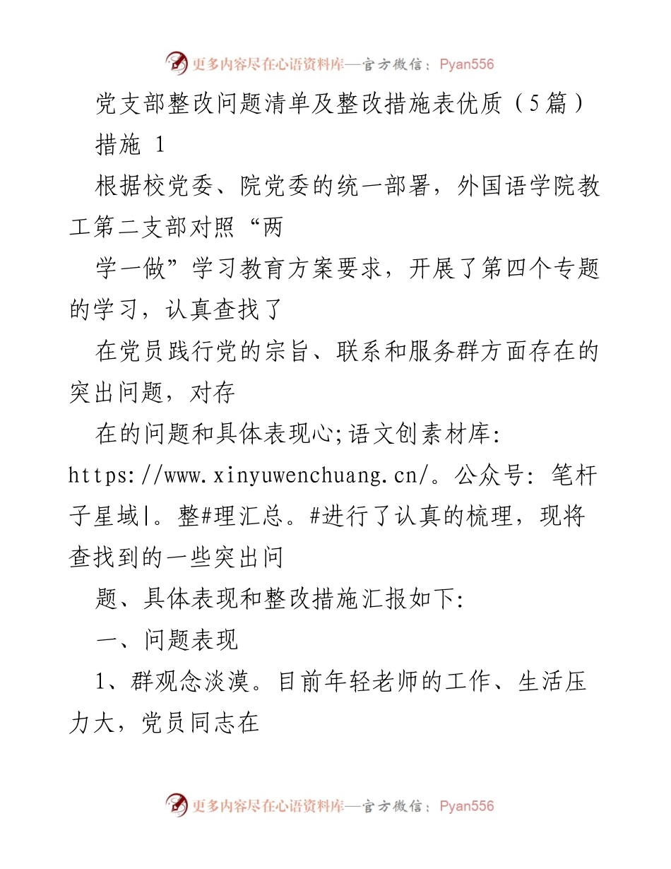 [工作总结] 党支部整改 - 党支部整改问题及措施汇报.docx_第1页