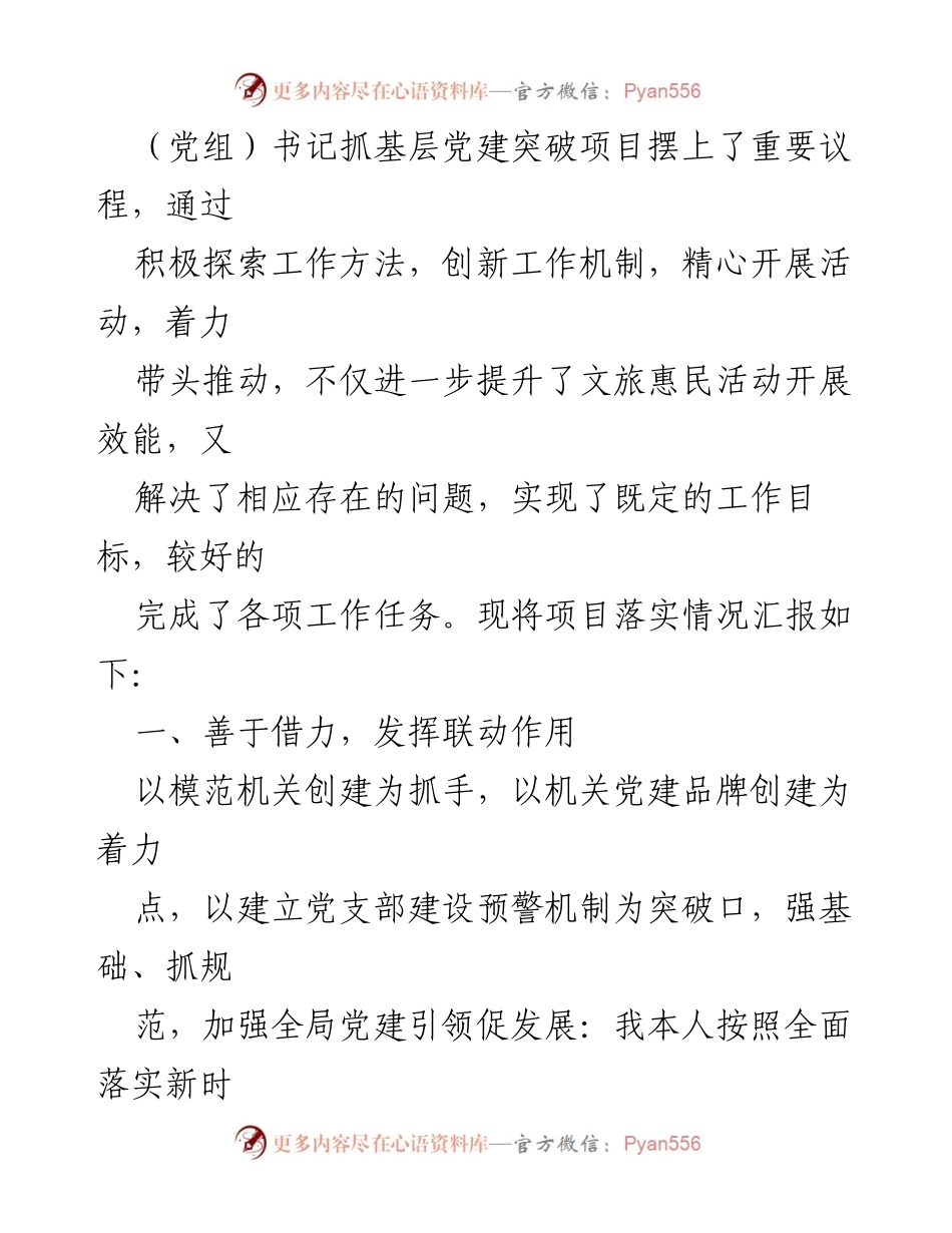 [工作总结] 党建项目推进 - 基层党建突破项目落实情况报告.docx_第2页