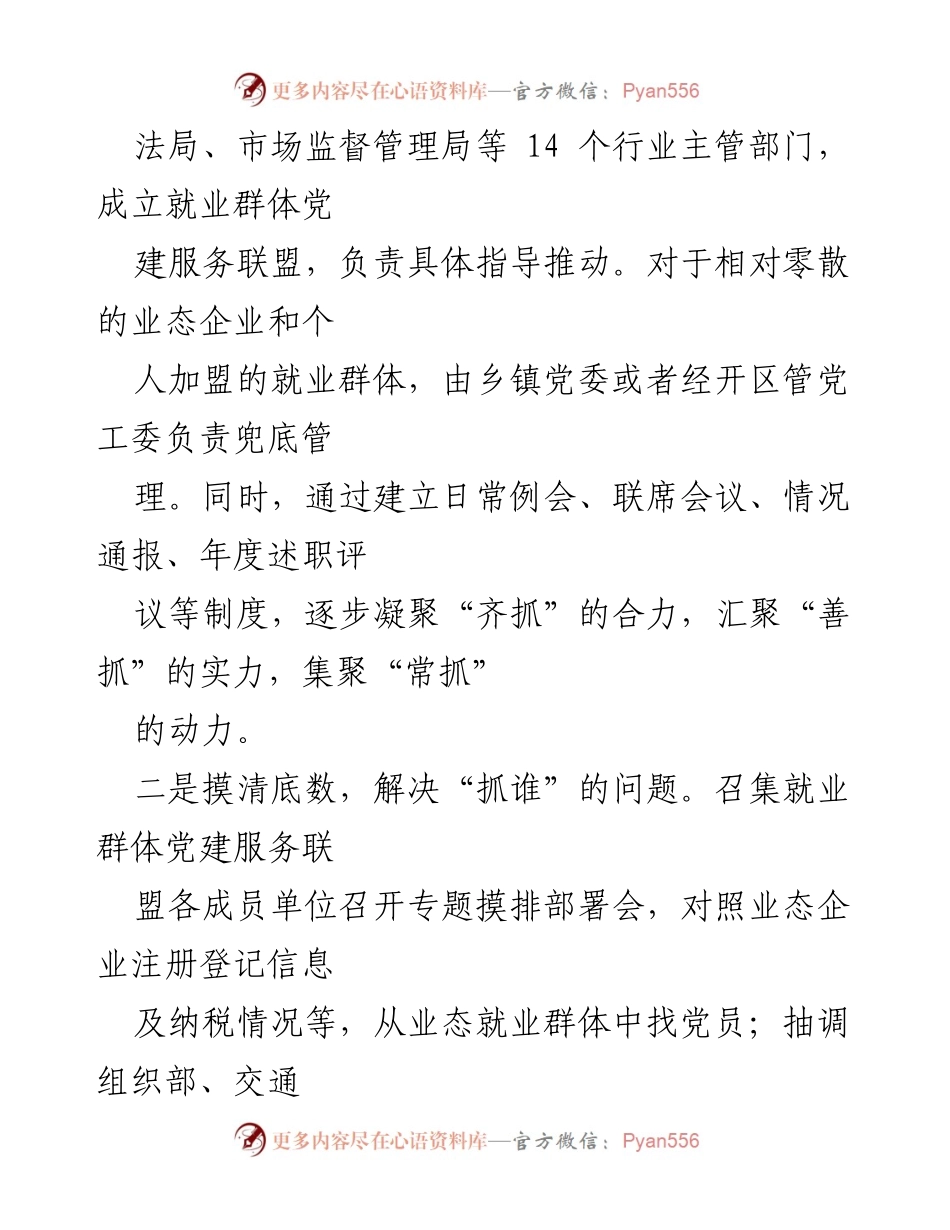 [工作总结] 党建工作汇报 - 业态就业群体党建工作推进情况总结.docx_第2页