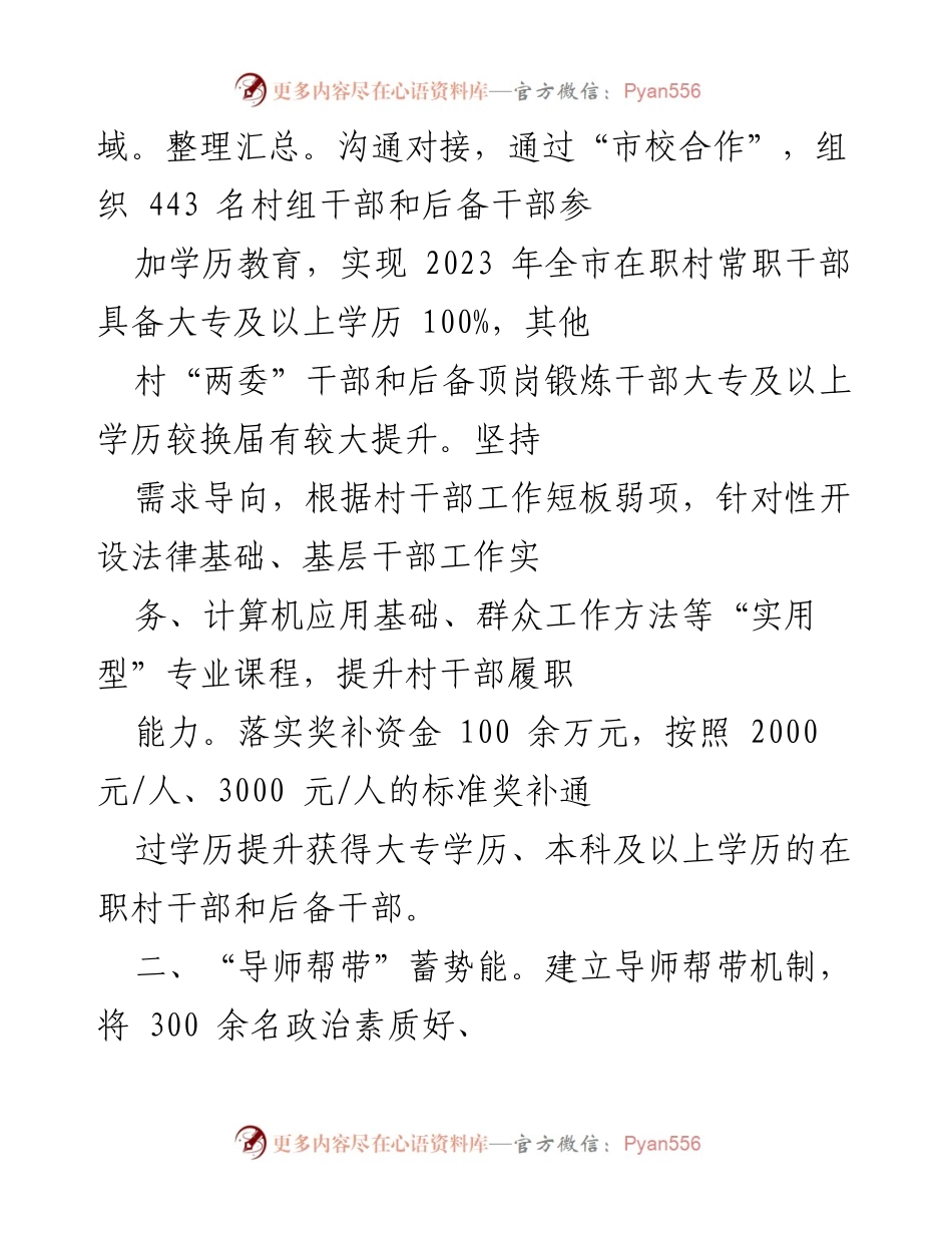 [工作总结] 农村干部队伍建设 - 农村干部队伍建设工作汇报与成效分析.docx_第2页