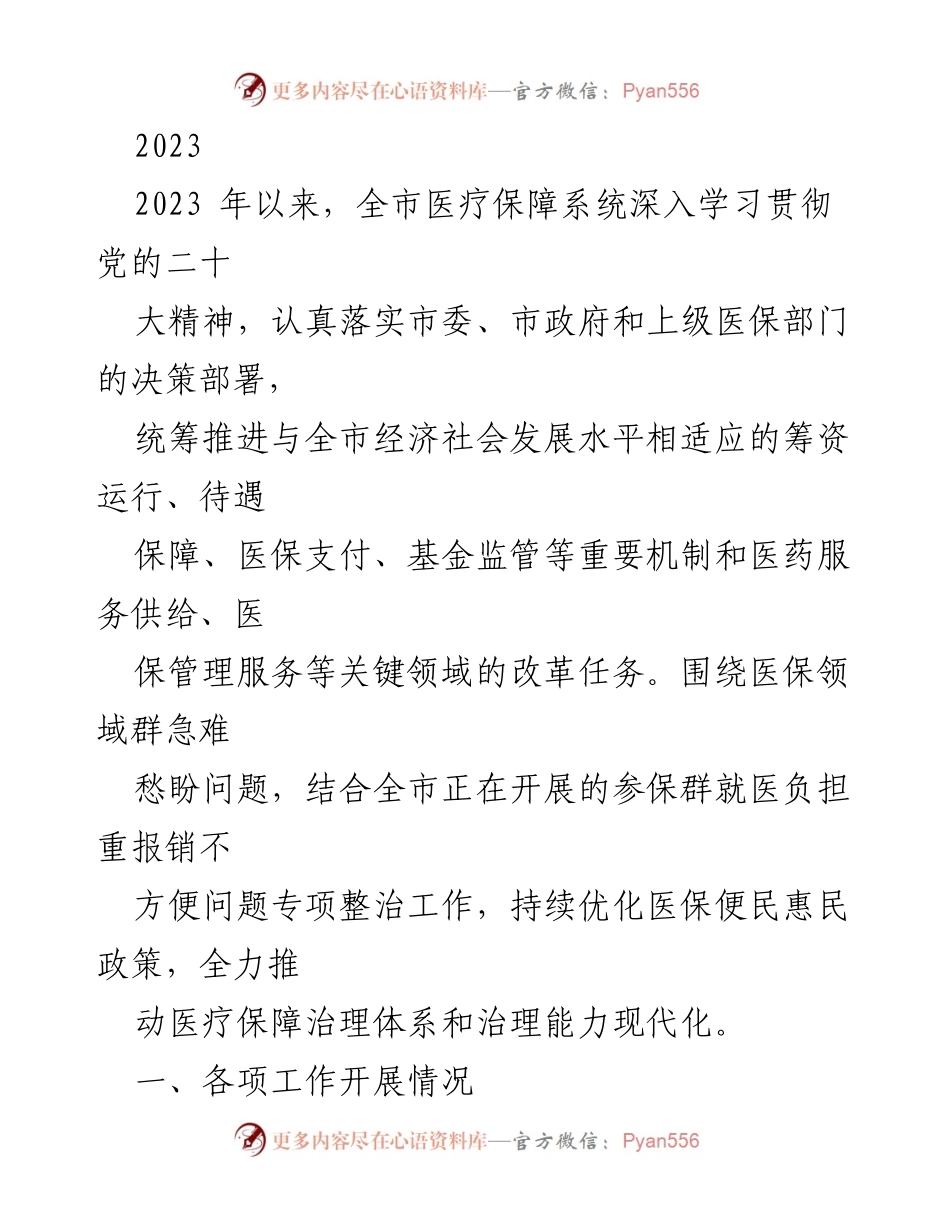 [工作总结] 医疗保障系统 - 2023年医疗保障系统专项整治工作开展情况总结.docx_第1页